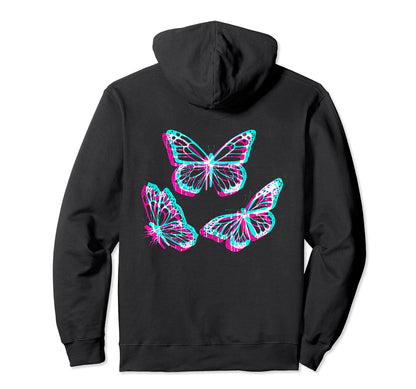 Pastel Goth Aesthetic Butterfly Glitch Hoodie - Graphic Print Unisex - T-Shirt, Sweatshirt, Hoodie