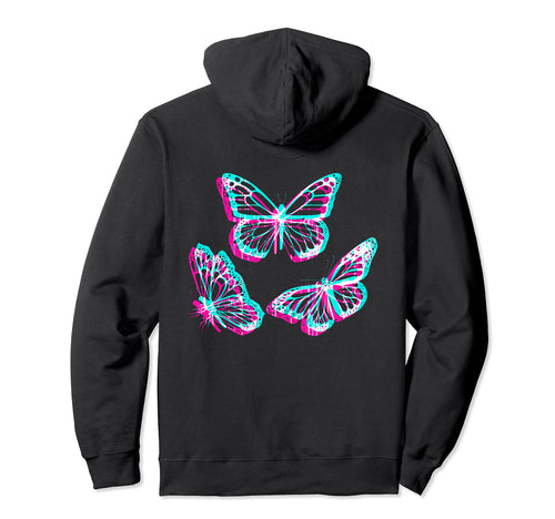 Pastel Goth Aesthetic Butterfly Glitch Hoodie - Graphic Print Unisex - T-Shirt, Sweatshirt, Hoodie