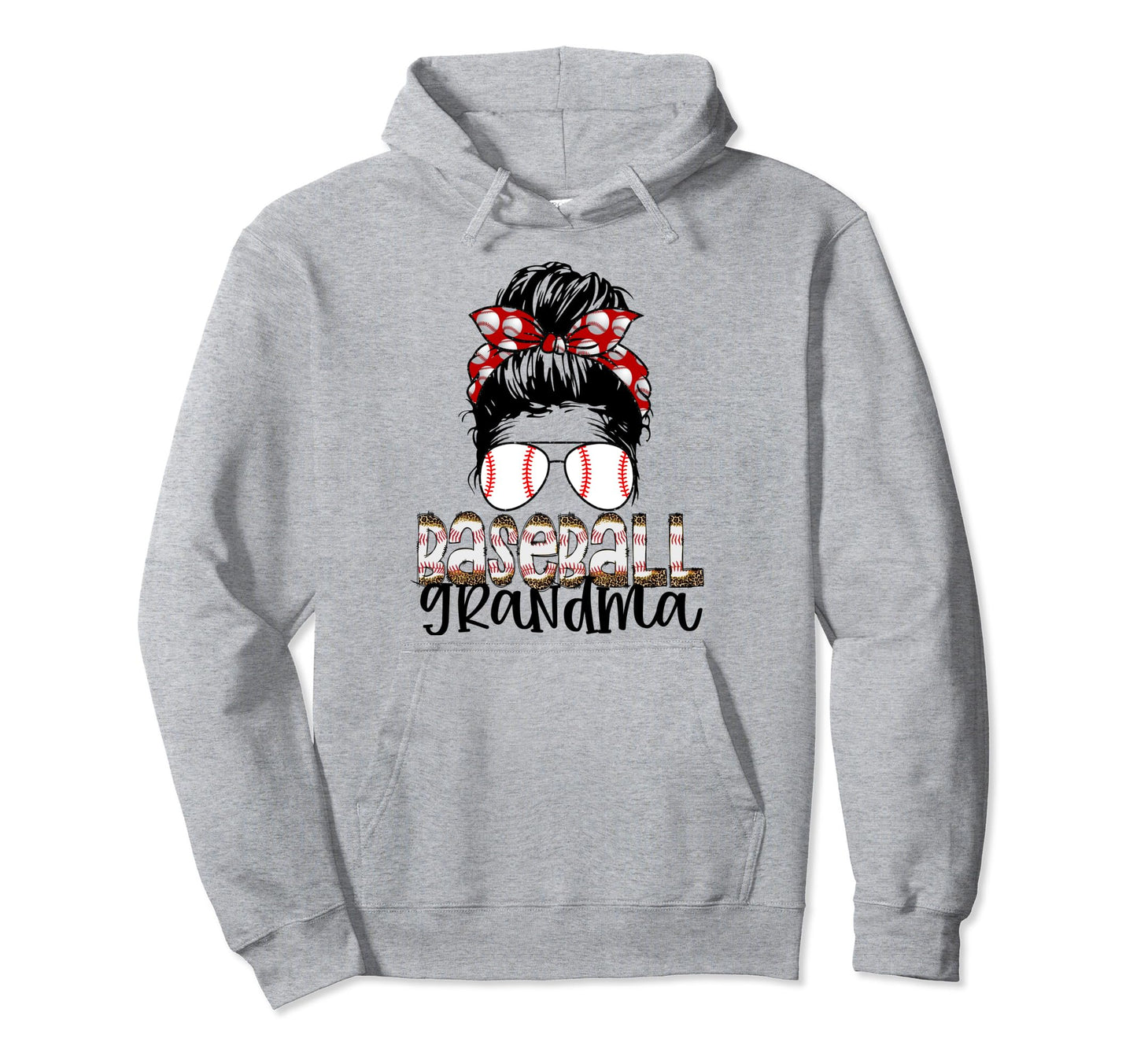 Baseball Grandma Messy Bun Sunglass Hoodie - Fun Novelty Design Men Women - T-Shirt, Sweatshirt, Hoodie