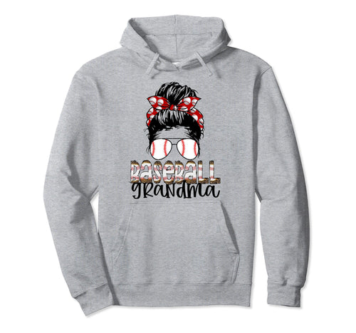Baseball Grandma Messy Bun Sunglass Hoodie - Fun Novelty Design Men Women - T-Shirt, Sweatshirt, Hoodie