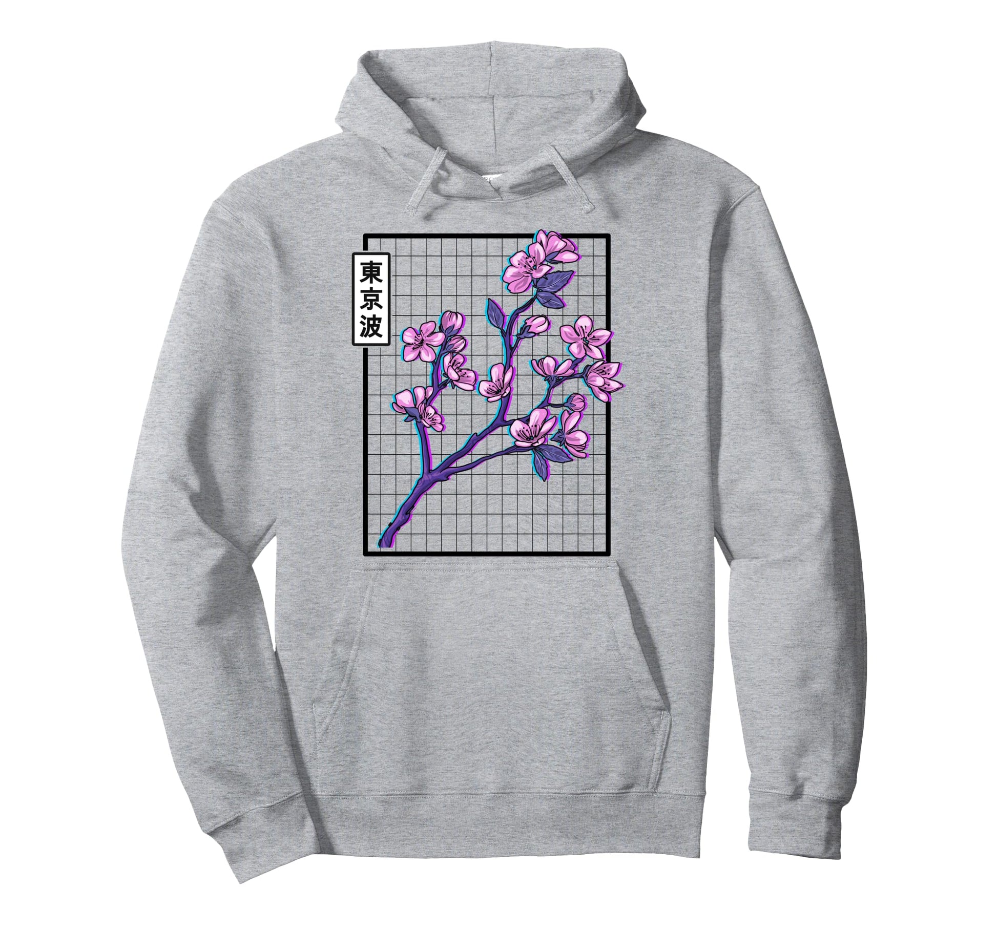 Cherry Blossom Grid Vaporwave Aesthetic Hoodie - Graphic Print for Adults - T-Shirt, Sweatshirt, Hoodie