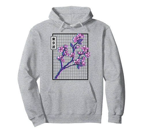 Cherry Blossom Grid Vaporwave Aesthetic Hoodie - Graphic Print for Adults - T-Shirt, Sweatshirt, Hoodie