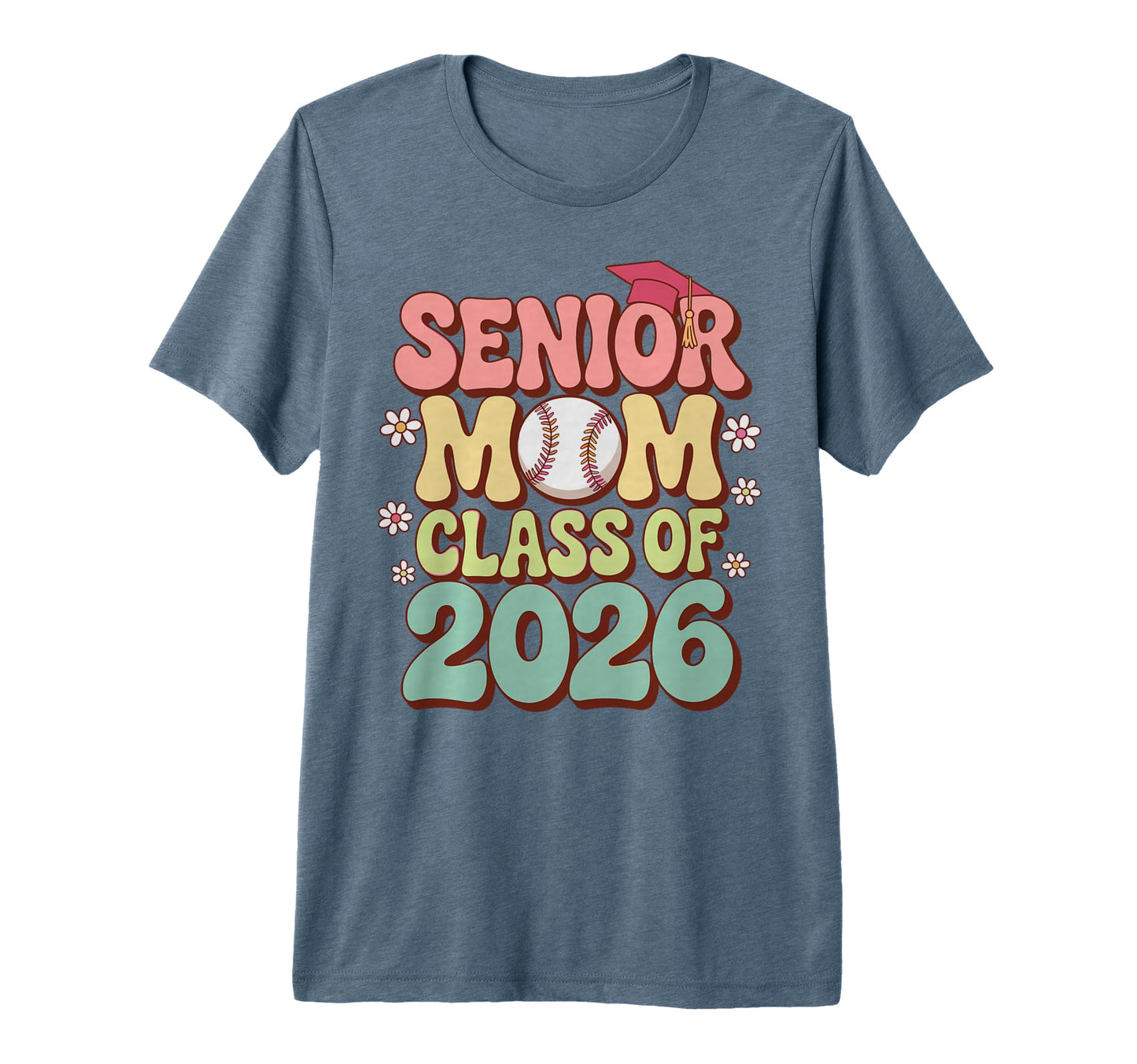 Senior Mom Class 2026 Baseball Groovy T-Shirt - Trendy Graphic for Adults - T-Shirt, Sweatshirt, Hoodie