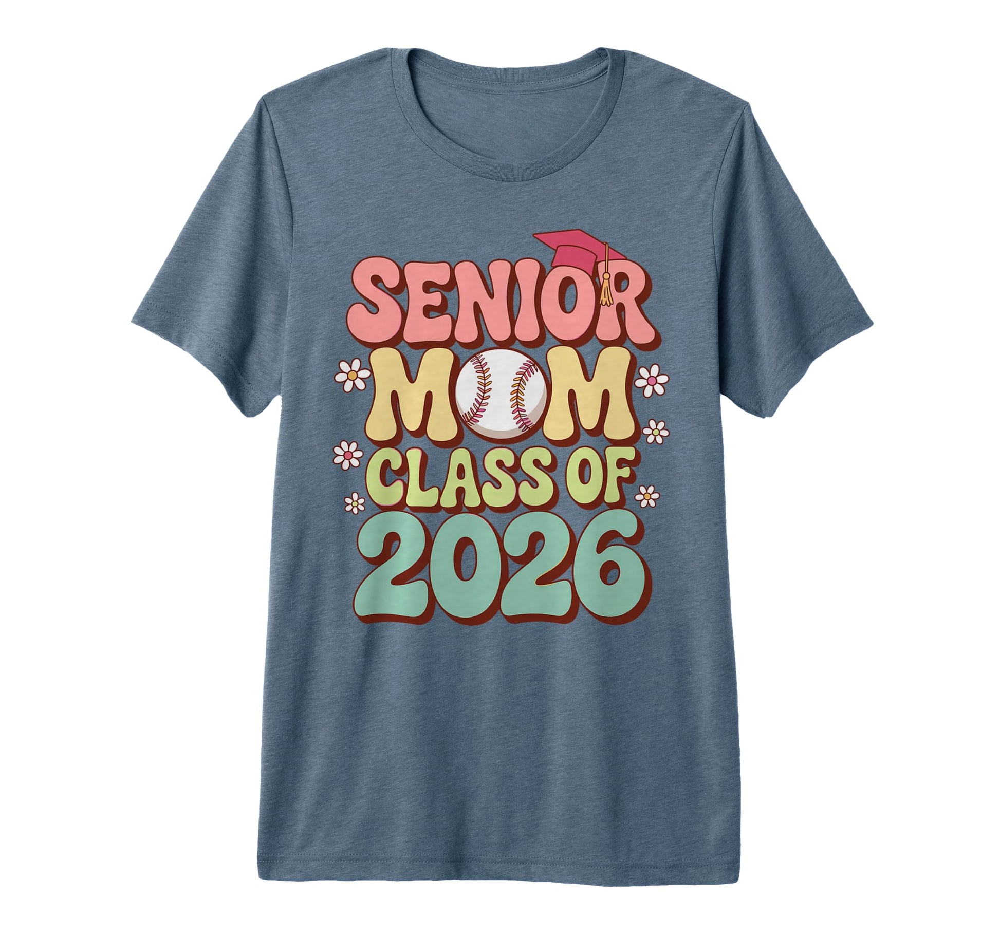 Senior Mom Class 2026 Baseball Groovy T-Shirt - Trendy Graphic for Adults - T-Shirt, Sweatshirt, Hoodie