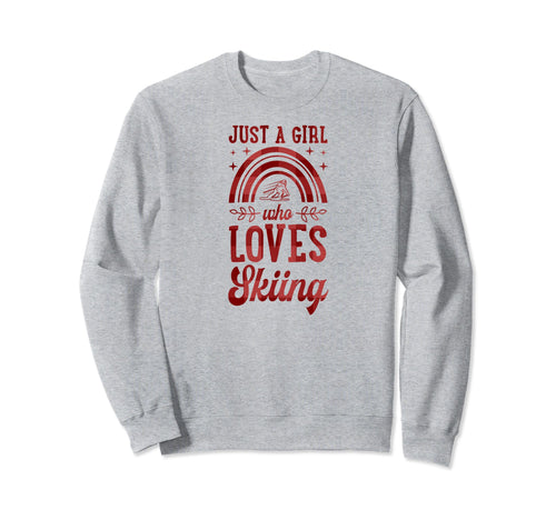 Just Who Loves Skiing Bohemian Sweatshirt - Minimalist Print for Adults - T-Shirt, Sweatshirt, Hoodie