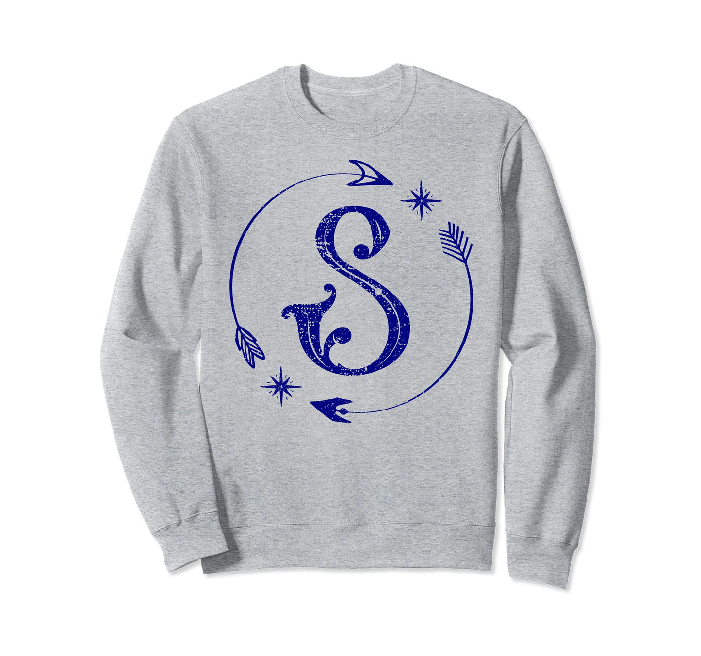 Initial S Monogram Boho Name Sweatshirt - Aesthetic Graphic Men Women - T-Shirt, Sweatshirt, Hoodie