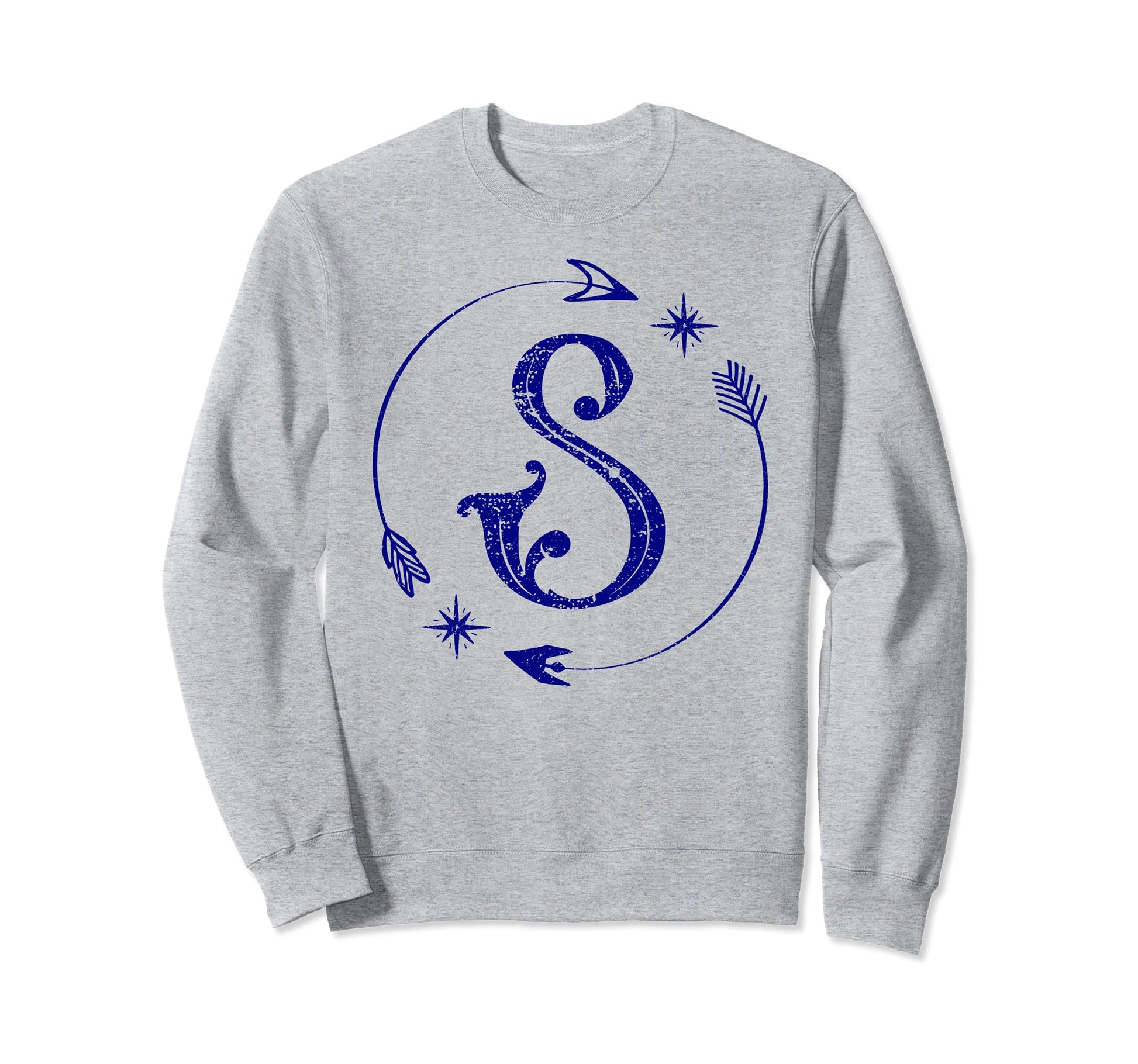 Initial S Monogram Boho Name Sweatshirt - Aesthetic Graphic Men Women - T-Shirt, Sweatshirt, Hoodie