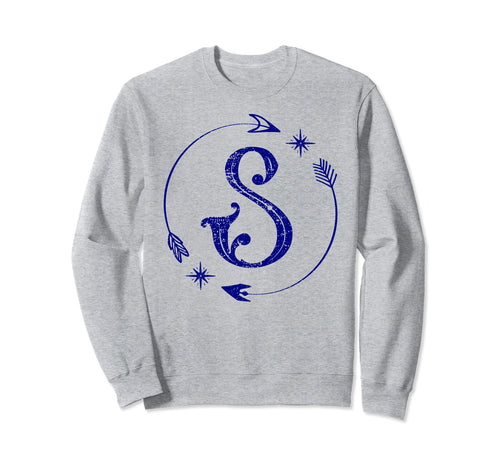 Initial S Monogram Boho Name Sweatshirt - Aesthetic Graphic Men Women - T-Shirt, Sweatshirt, Hoodie