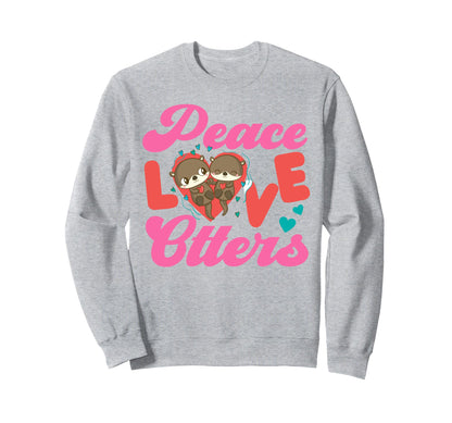 Otter Peace Love Otters Sweatshirt - Custom Art Print Men Women - T-Shirt, Sweatshirt, Hoodie