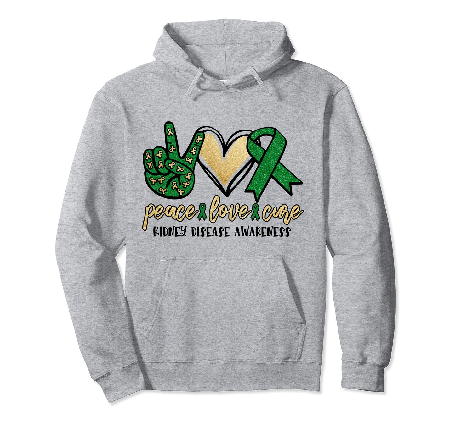 Peace Love Cure Kidney Disease Hoodie - Fun Novelty Design Unisex - T-Shirt, Sweatshirt, Hoodie