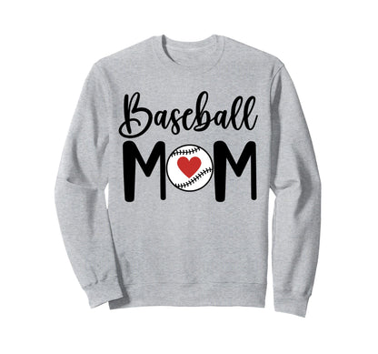 Baseball Mom Baseball Heart Game Day Sweatshirt - Trendy Graphic Unisex - T-Shirt, Sweatshirt, Hoodie