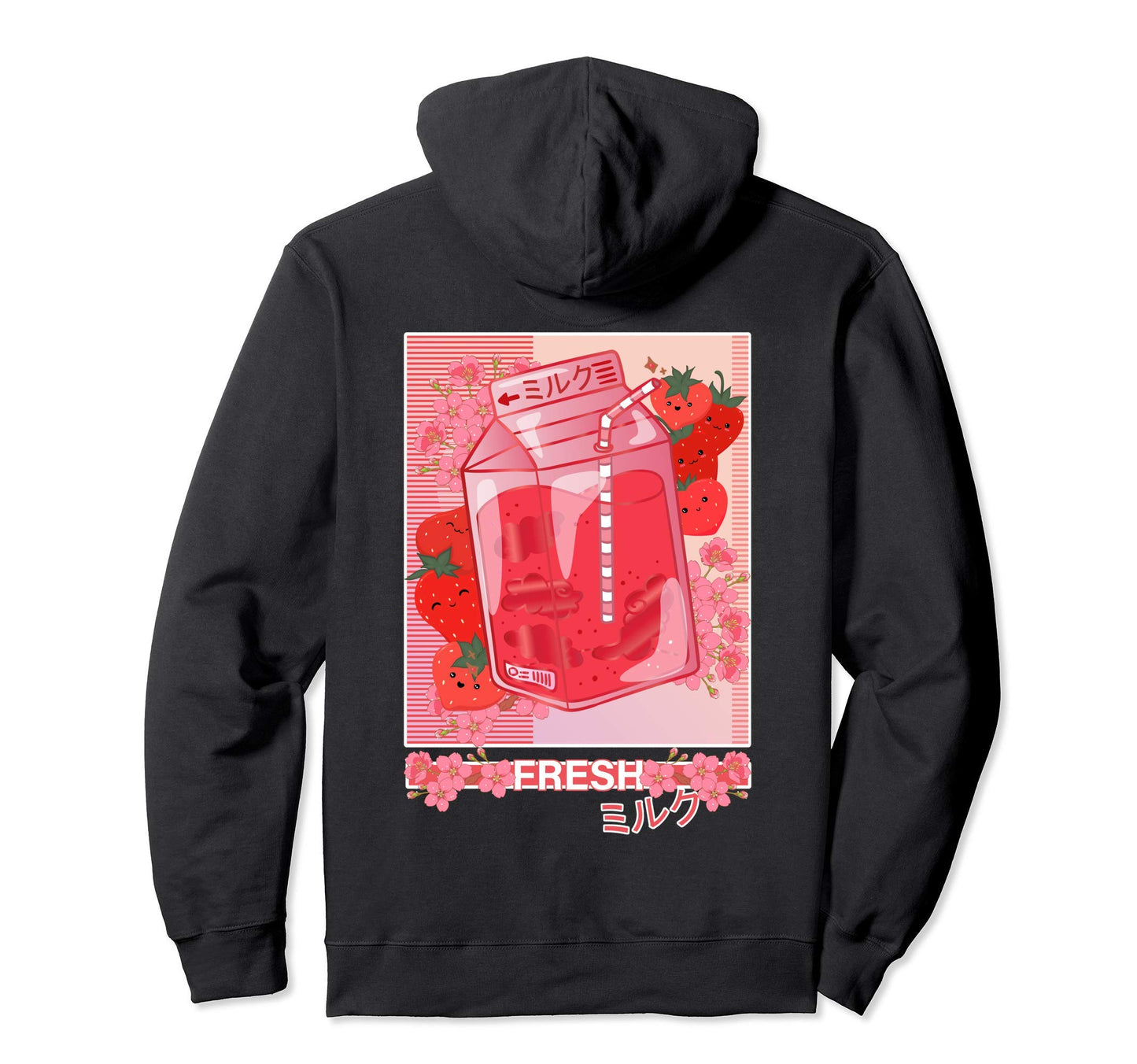 Japanese 90S Kawaii Strawberry Milk Hoodie - Casual Everyday Wear Unisex - T-Shirt, Sweatshirt, Hoodie