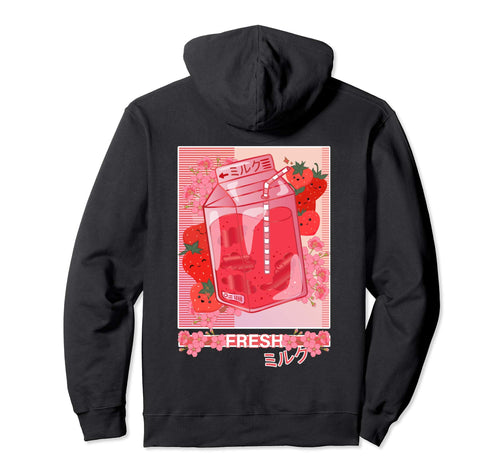 Japanese 90S Kawaii Strawberry Milk Hoodie - Casual Everyday Wear Unisex - T-Shirt, Sweatshirt, Hoodie