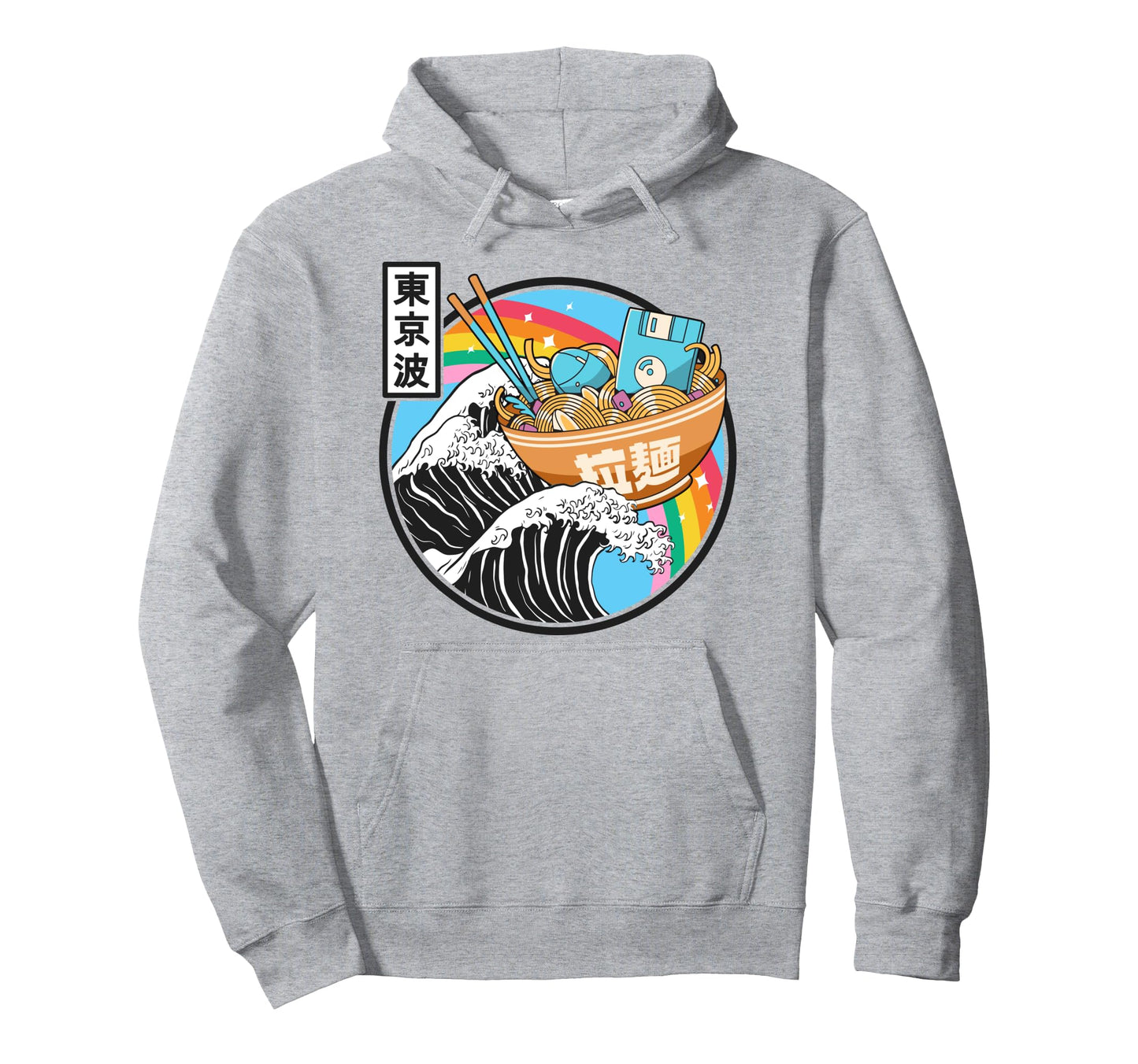 Digital Ramen Bowl Kanagawa Wave Japan Hoodie - Minimalist Print Men Women - T-Shirt, Sweatshirt, Hoodie