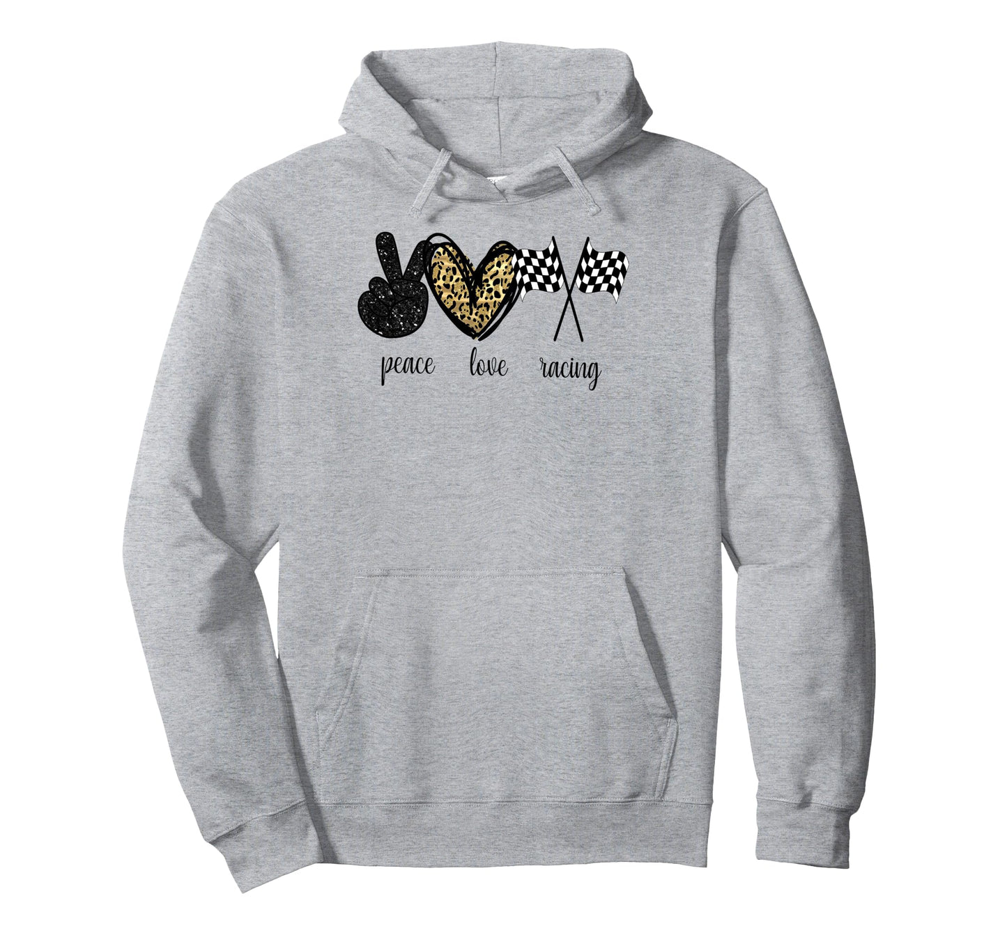 Peace Love Racing Hippie Hoodie - Unique Graphic for Adults - T-Shirt, Sweatshirt, Hoodie