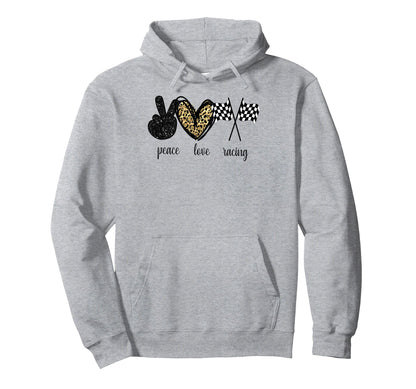 Peace Love Racing Hippie Hoodie - Unique Graphic for Adults - T-Shirt, Sweatshirt, Hoodie