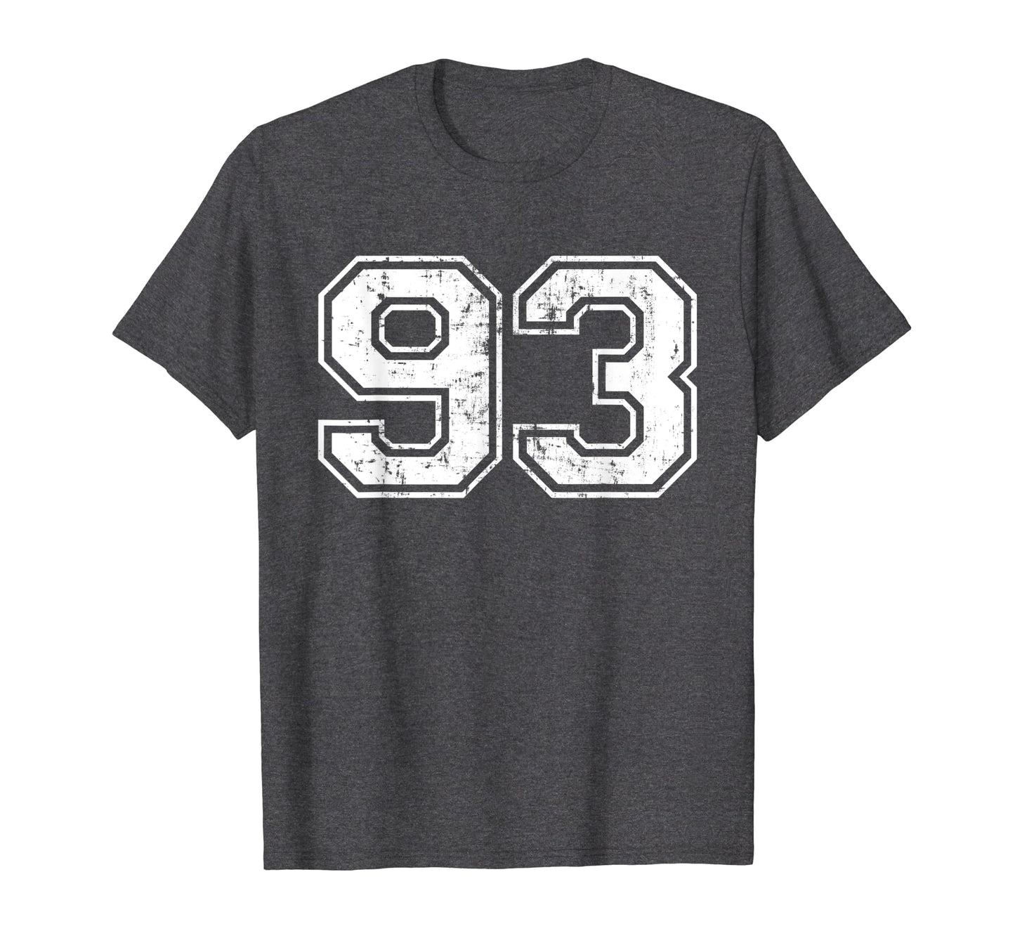 Number 93 Varsity Distressed Sports T-Shirt - Unique Graphic for Adults - T-Shirt, Sweatshirt, Hoodie