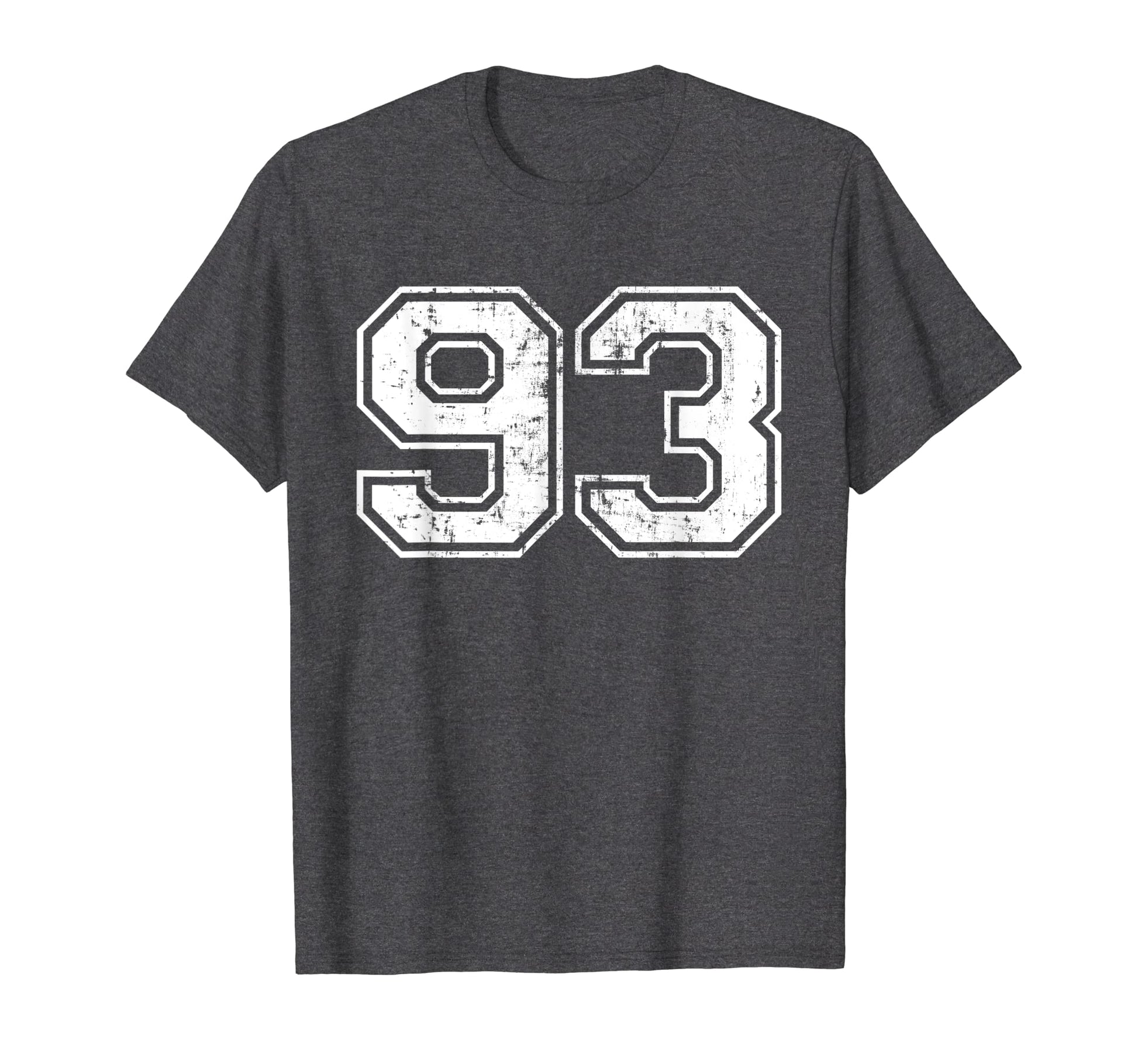 Number 93 Varsity Distressed Sports T-Shirt - Unique Graphic for Adults - T-Shirt, Sweatshirt, Hoodie