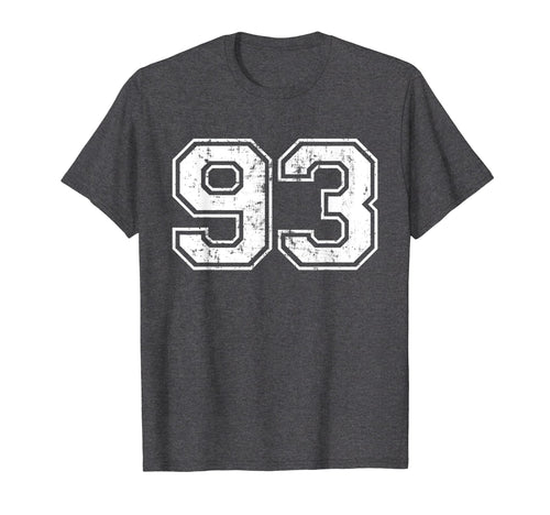 Number 93 Varsity Distressed Sports T-Shirt - Unique Graphic for Adults - T-Shirt, Sweatshirt, Hoodie
