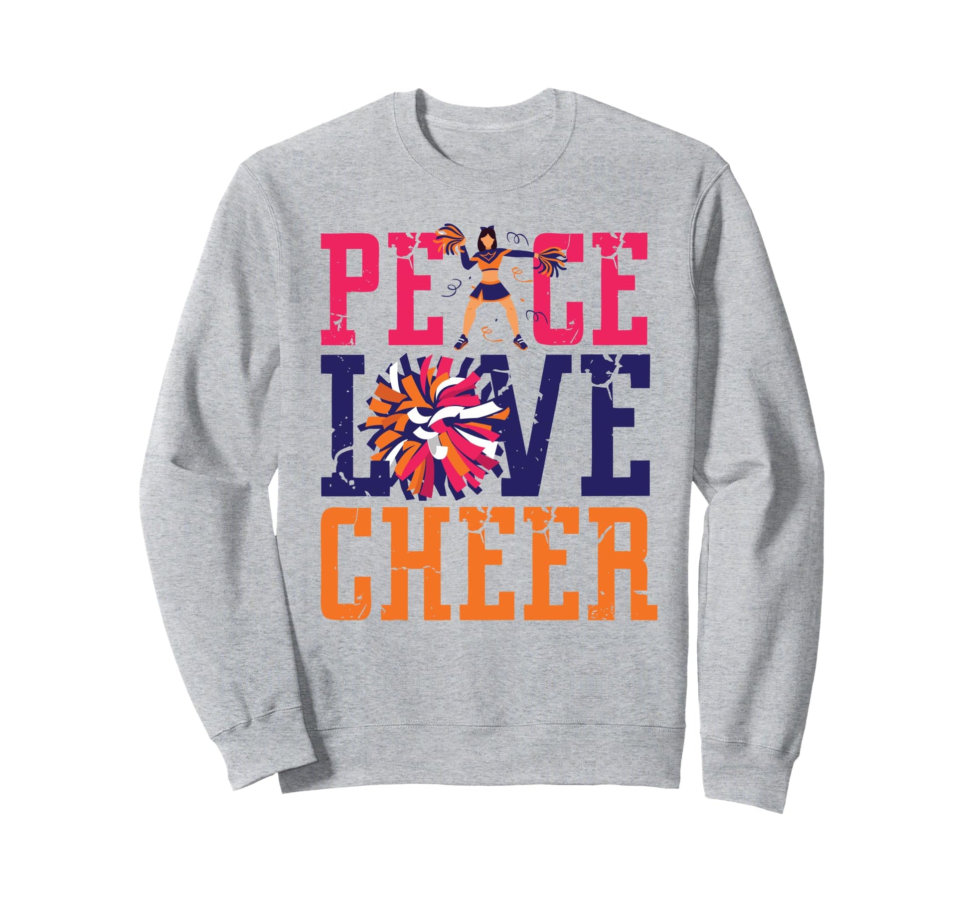 Cheer Cheerleading Peace Love Cheer Sweatshirt - Streetwear Style Men Women - T-Shirt, Sweatshirt, Hoodie