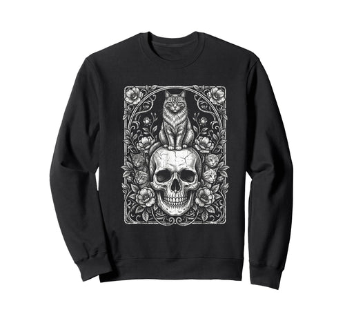 Skull Cat Skeleton Kitty Kitten Sweatshirt - Custom Art Print Unisex - T-Shirt, Sweatshirt, Hoodie
