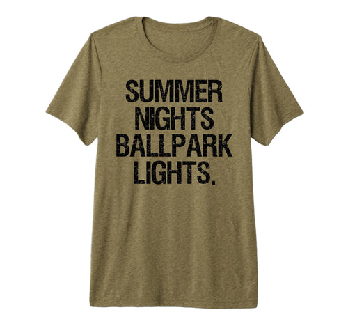 Summer Nights And Ballpark Lights T-Shirt - Unique Graphic for Adults - T-Shirt, Sweatshirt, Hoodie