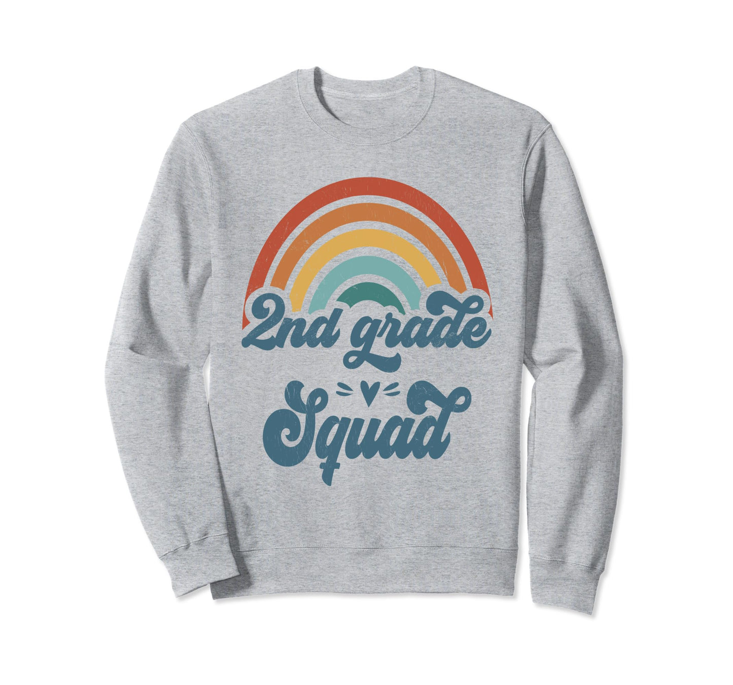 2Nd Grade Squad Groovy Rainbow Teacher Sweatshirt - Unique Graphic Unisex - T-Shirt, Sweatshirt, Hoodie