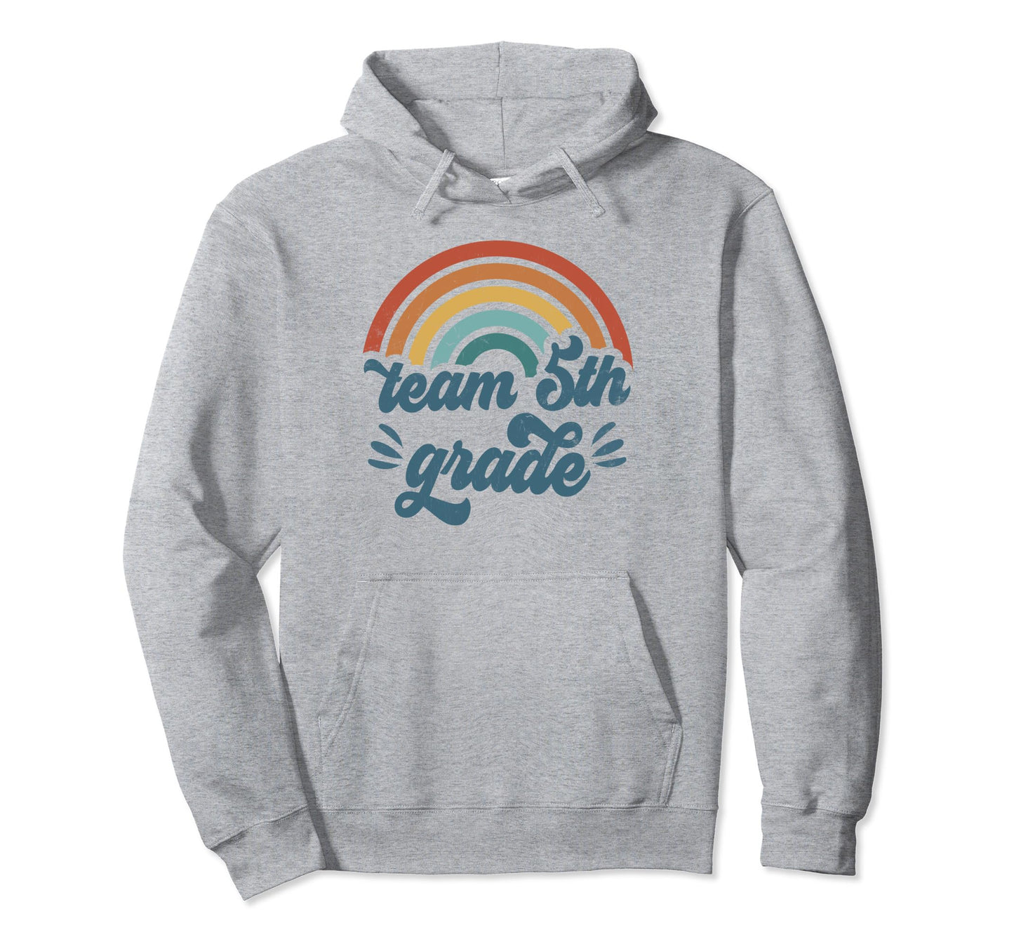 Team 5Th Grade Groovy Rainbow First Hoodie - Minimalist Print for Adults - T-Shirt, Sweatshirt, Hoodie