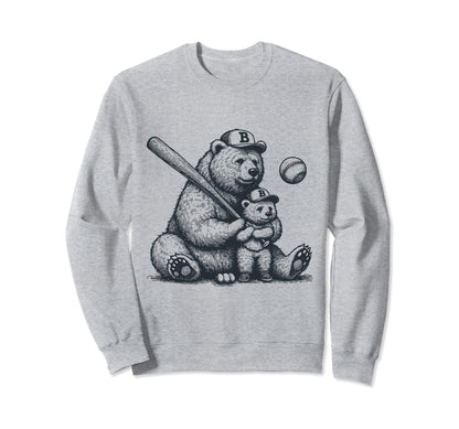 Mom Funny Baseball Bear Mom N Son Son Sweatshirt - Graphic Print Unisex - T-Shirt, Sweatshirt, Hoodie