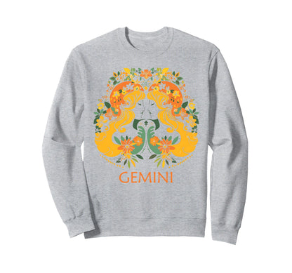 Boho Gemini Zodiac Floral Astrological Sweatshirt - Unique Graphic Unisex - T-Shirt, Sweatshirt, Hoodie