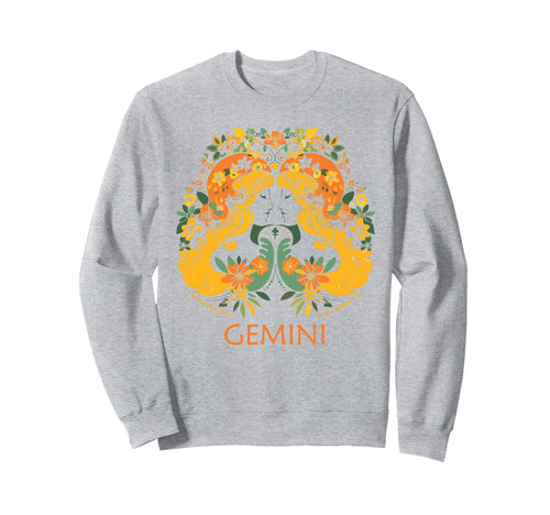 Boho Gemini Zodiac Floral Astrological Sweatshirt - Unique Graphic Unisex - T-Shirt, Sweatshirt, Hoodie