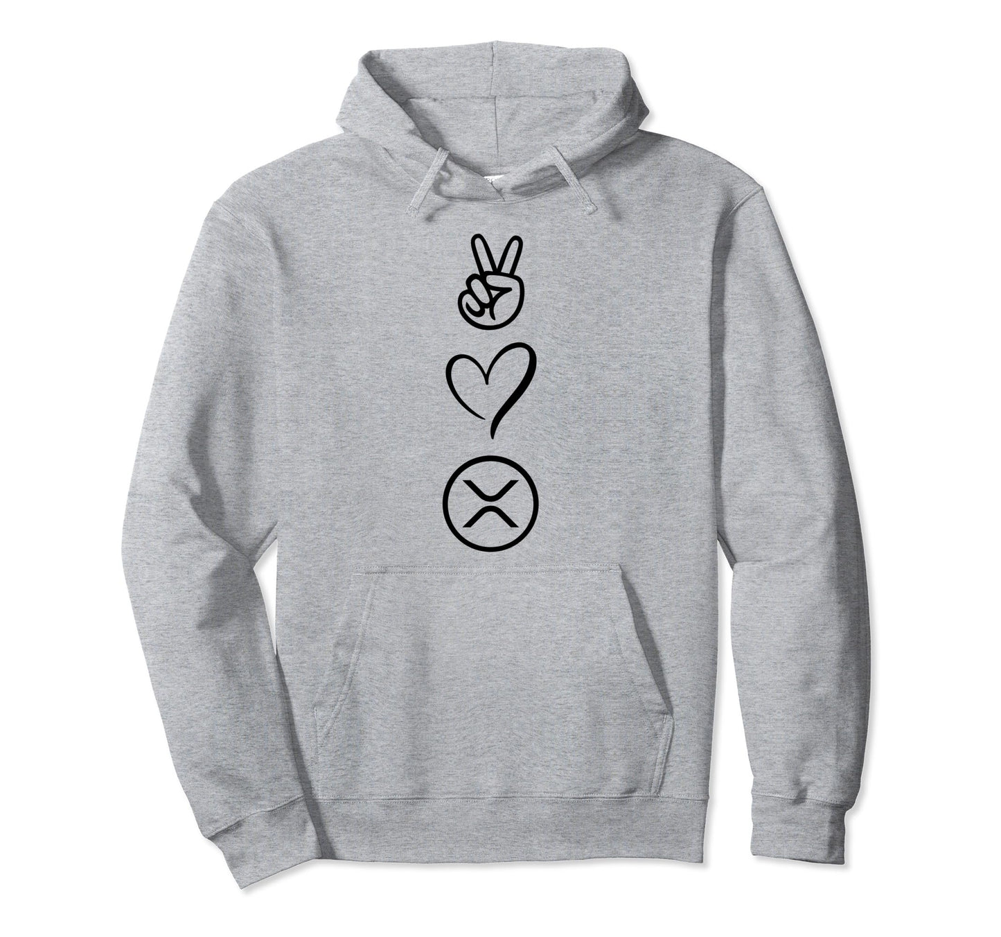 Xrp Crypto Peace Love Hoodie - Novelty Apparel Unisex - T-Shirt, Sweatshirt, Hoodie