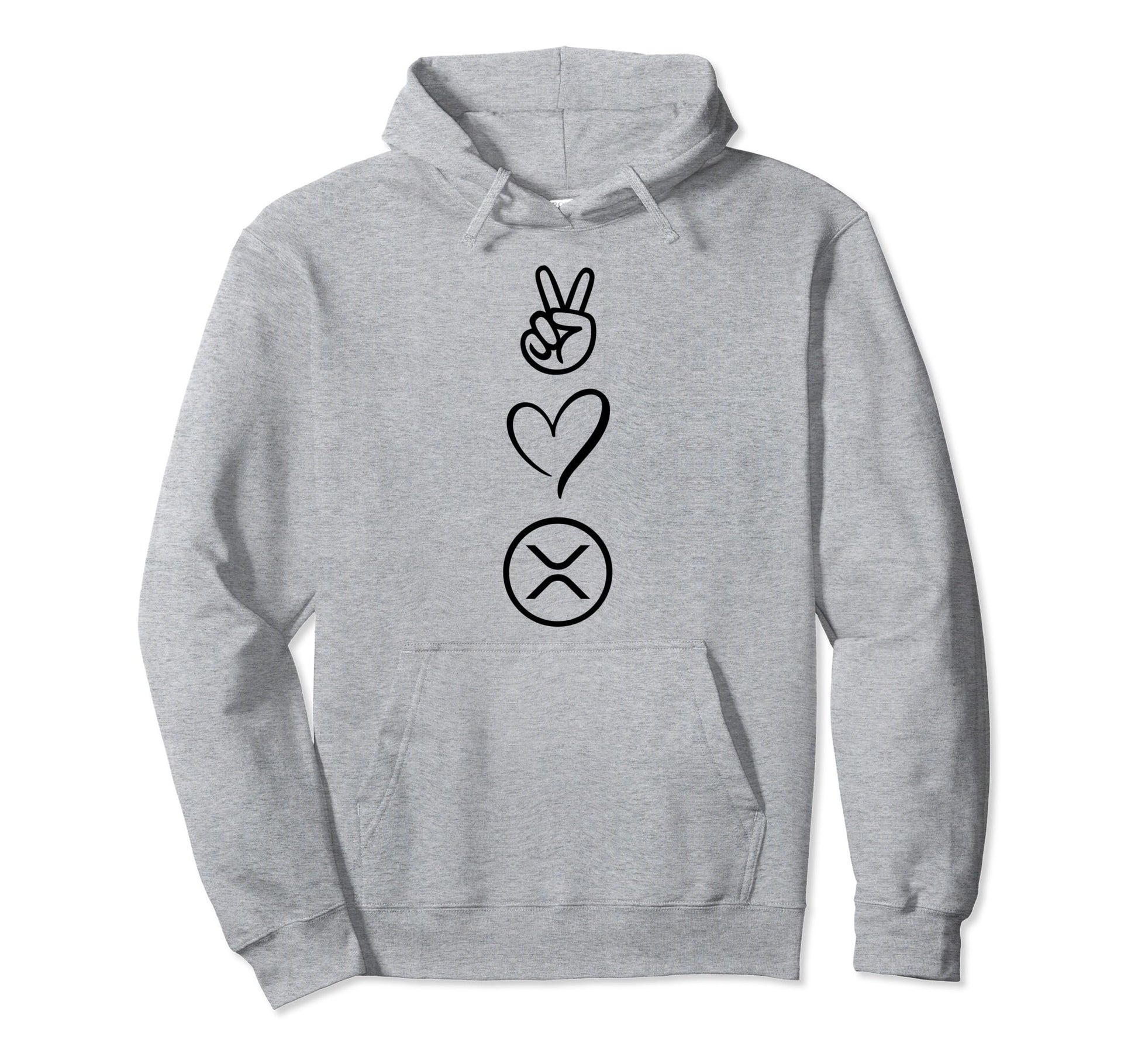 Xrp Crypto Peace Love Hoodie - Novelty Apparel Unisex - T-Shirt, Sweatshirt, Hoodie