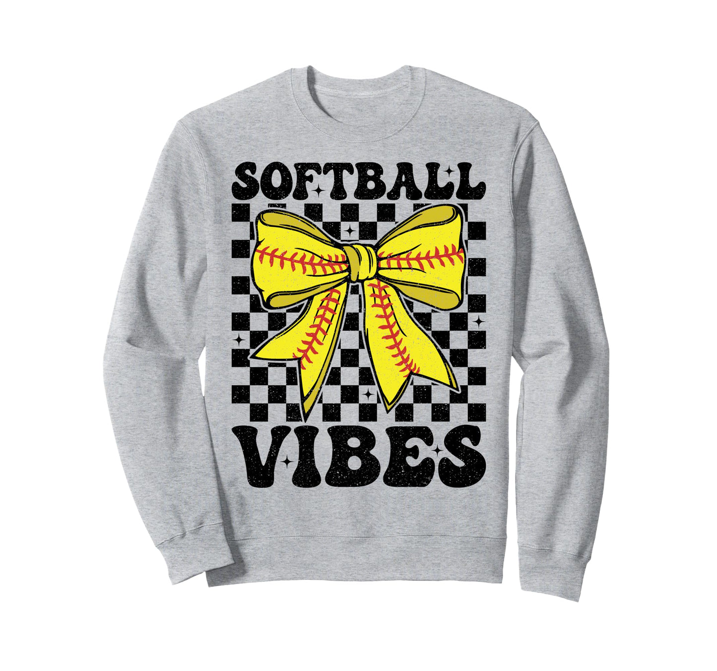 Softball Vibes Coquette Bow Sweatshirt - Aesthetic Graphic for Adults - T-Shirt, Sweatshirt, Hoodie