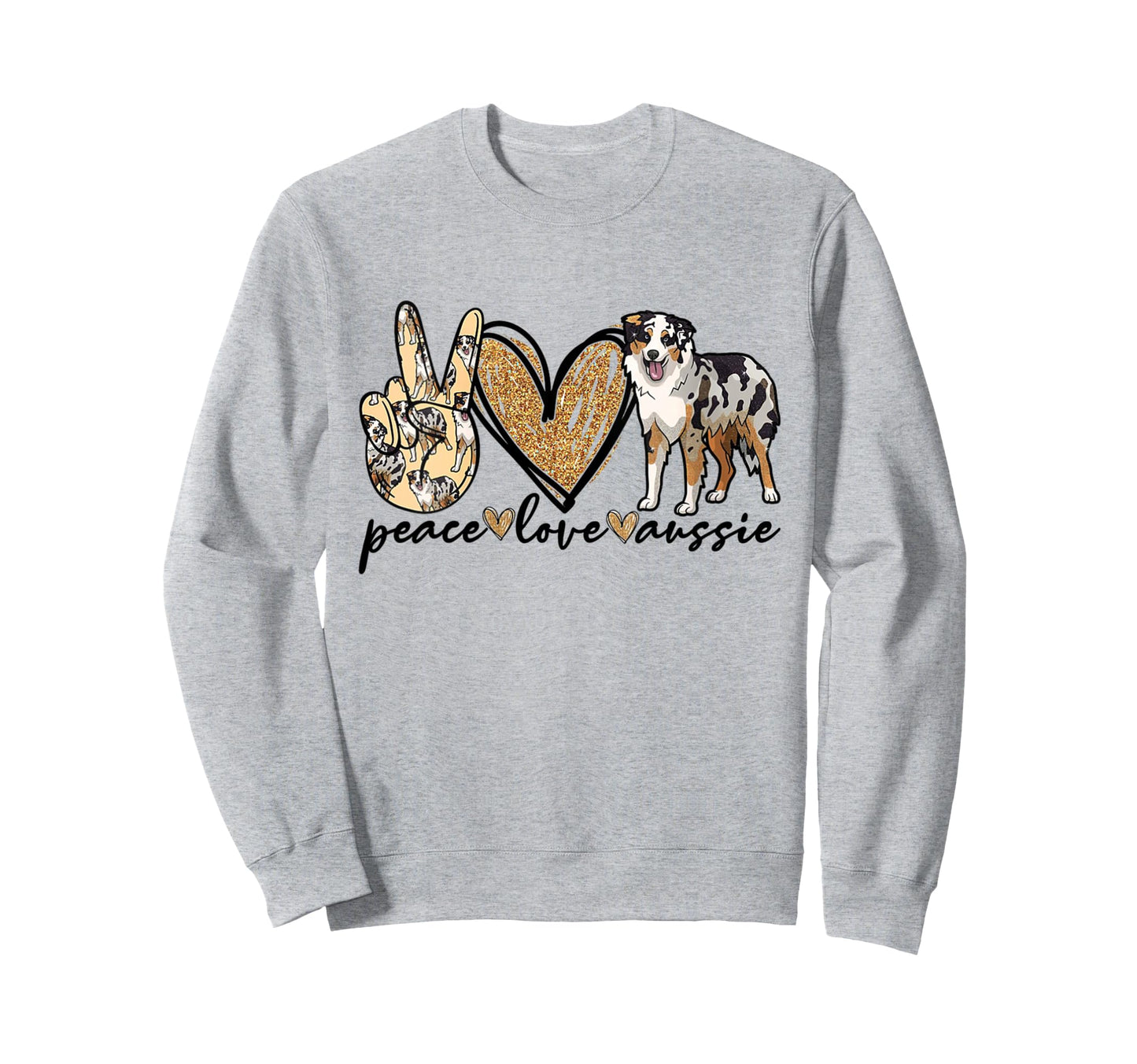Australian Shepherd Peace Love Sweatshirt - Minimalist Print for Adults - T-Shirt, Sweatshirt, Hoodie