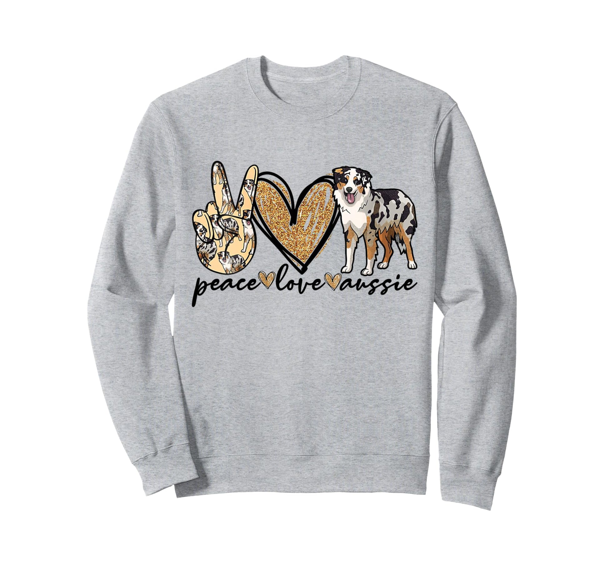 Australian Shepherd Peace Love Sweatshirt - Minimalist Print for Adults - T-Shirt, Sweatshirt, Hoodie