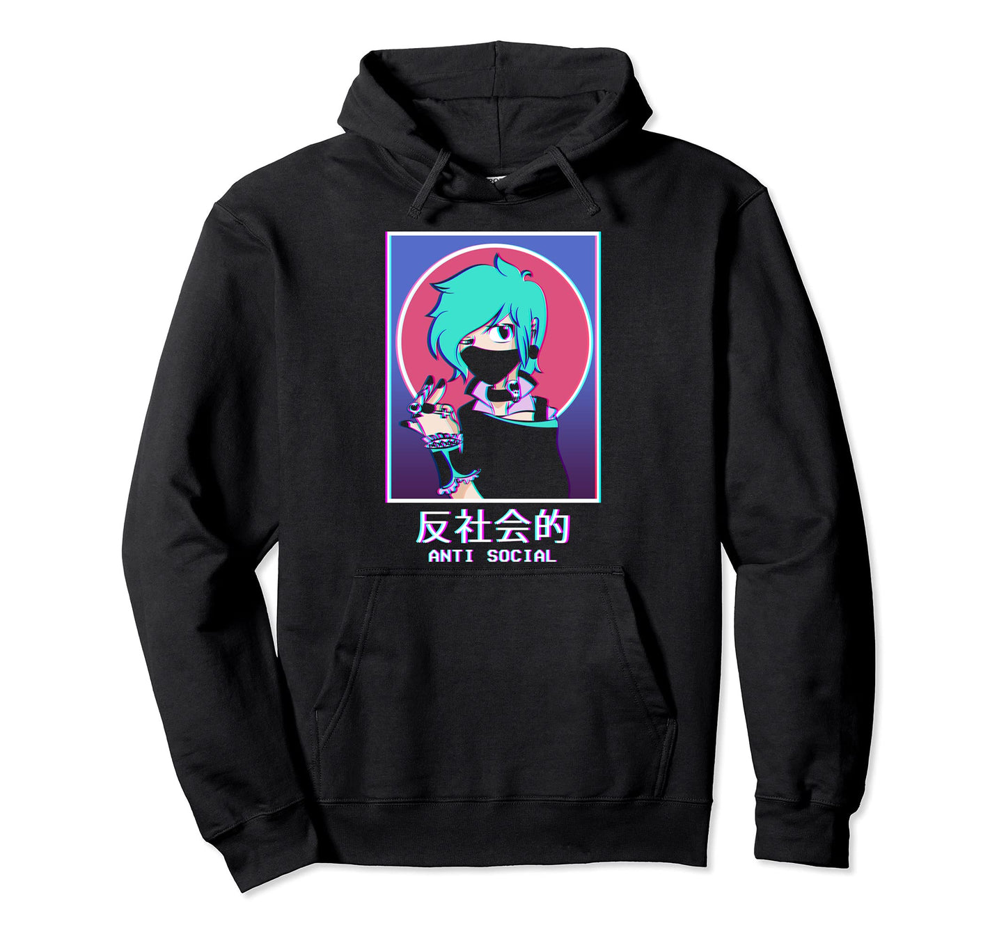 Antisocial Anime Goth Vaporwave Grunge Hoodie - Minimalist Print Men Women - T-Shirt, Sweatshirt, Hoodie