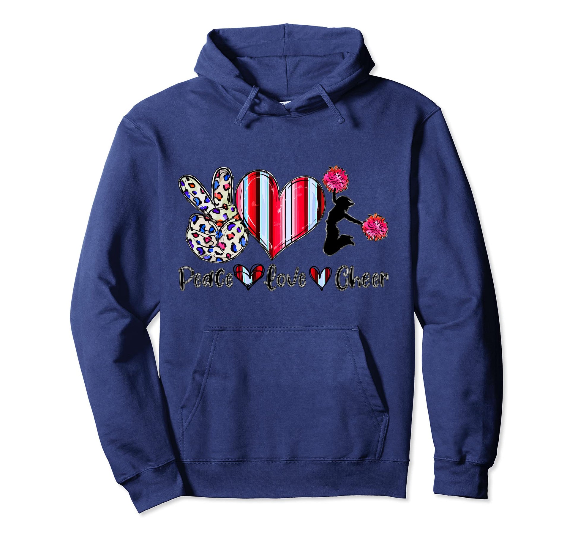 Peace Love Cheer Peace Love Cheer Red Hoodie - Custom Art Print for Adults - T-Shirt, Sweatshirt, Hoodie