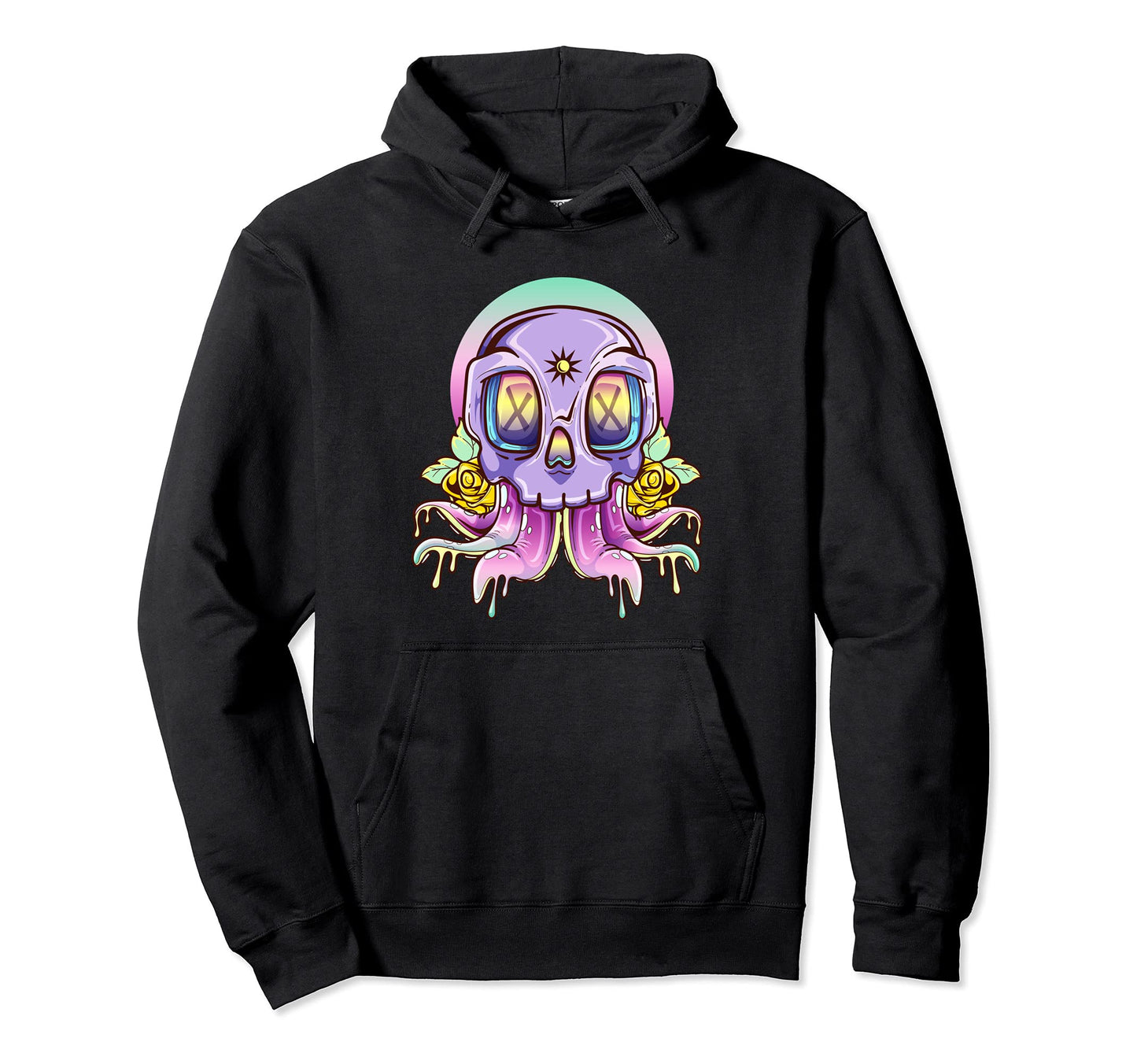 Kawaii Pastel Goth Creepy Skull Octopus Hoodie - Novelty Apparel Men Women - T-Shirt, Sweatshirt, Hoodie