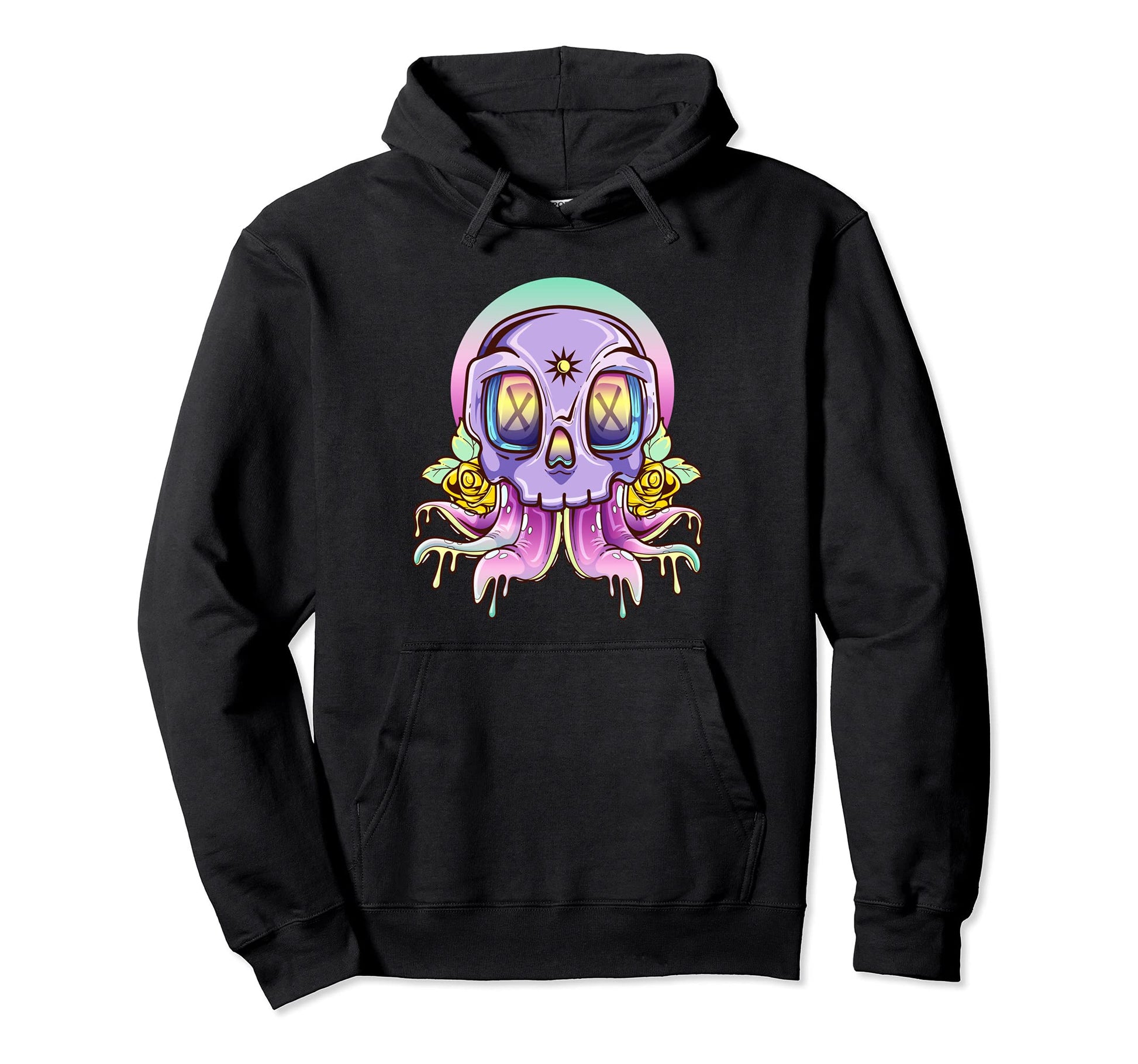 Kawaii Pastel Goth Creepy Skull Octopus Hoodie - Novelty Apparel Men Women - T-Shirt, Sweatshirt, Hoodie