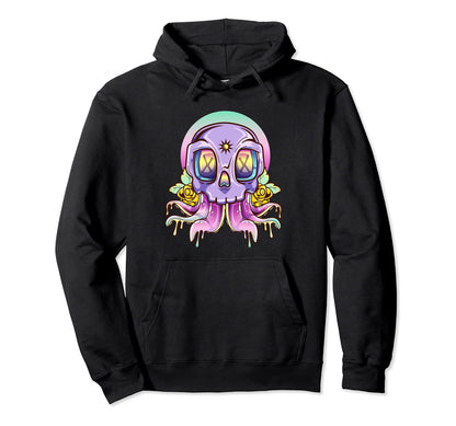 Kawaii Pastel Goth Creepy Skull Octopus Hoodie - Novelty Apparel Men Women - T-Shirt, Sweatshirt, Hoodie