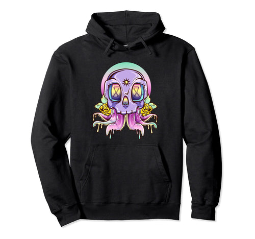 Kawaii Pastel Goth Creepy Skull Octopus Hoodie - Novelty Apparel Men Women - T-Shirt, Sweatshirt, Hoodie