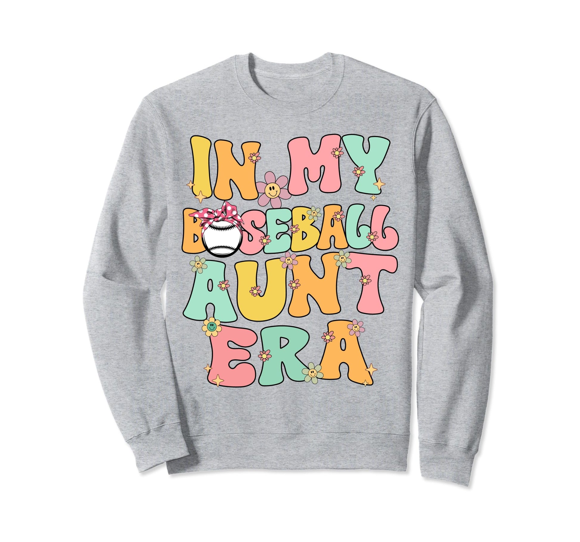 My Baseball Aunt Era Groovy Proud Sweatshirt - Custom Art Print Men Women - T-Shirt, Sweatshirt, Hoodie