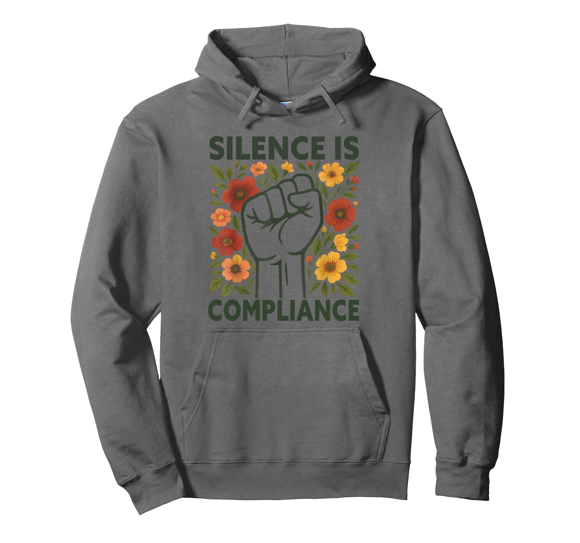 Silence Is Compliance Boho Floral Hoodie - Novelty Apparel for Adults - T-Shirt, Sweatshirt, Hoodie