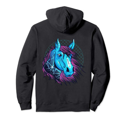 Horse Face Vaporwave Aesthetic Art Hoodie - Novelty Apparel Men Women - T-Shirt, Sweatshirt, Hoodie