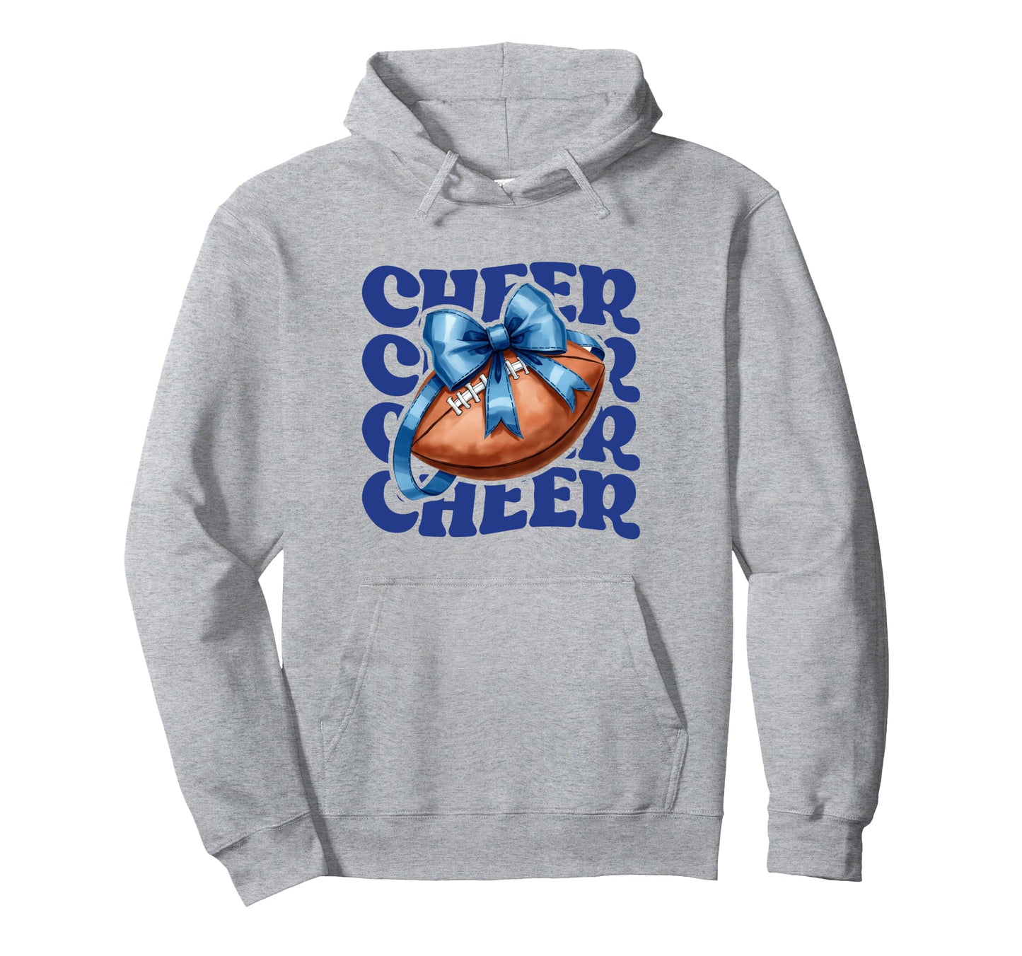 Game Day Blue Cheerleader Mom Croquette Bow Hoodie - Graphic Print Unisex - T-Shirt, Sweatshirt, Hoodie