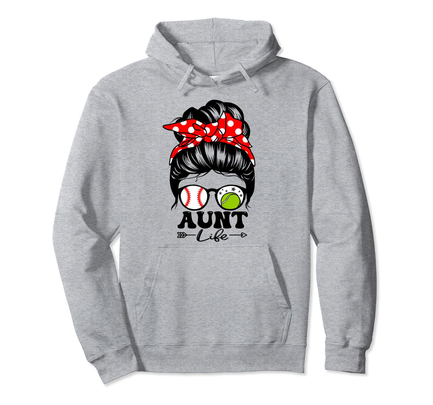 Aunt Life Messy Bun Hair Funny Hoodie - Minimalist Print for Adults - T-Shirt, Sweatshirt, Hoodie