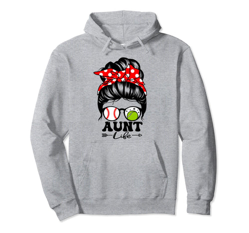 Aunt Life Messy Bun Hair Funny Hoodie - Minimalist Print for Adults - T-Shirt, Sweatshirt, Hoodie