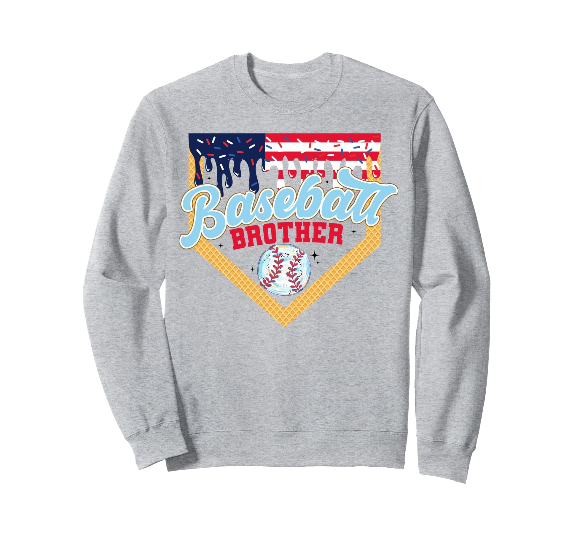 Baseball Brother Ice Cream Drip American Sweatshirt - Graphic Print Unisex - T-Shirt, Sweatshirt, Hoodie