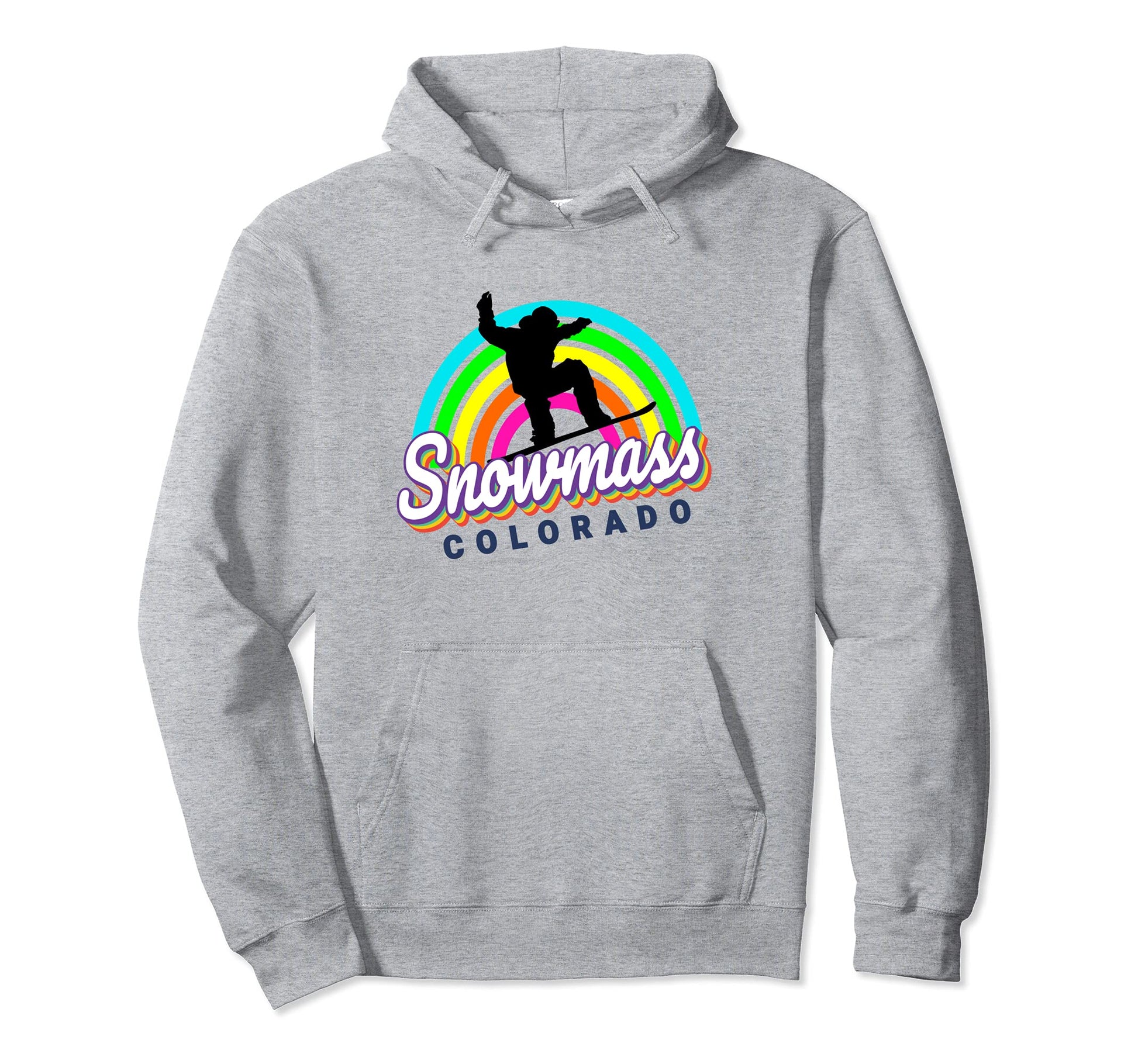 Snowmass 80S Rainbow Snowboarder Hoodie - Custom Art Print Men Women - T-Shirt, Sweatshirt, Hoodie